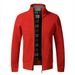Pure Autumn Winter Sweater For Middle-aged And Elderly Men, Mid-length Knitted Fleece-lined Thickened Cardigan With Ribbed_viptrois.com