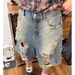 Men's Clothing Unisex Retro Washed Distressed Denim Shorts Loose Fit Casual Versatile Trendy Shorts Export Style_viptrois.com