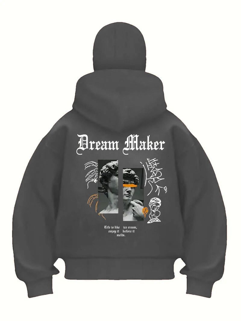 Men's Y2K Retro Full-Zip Hoodie - Streetwear Unisex Pullover With Print Design, Oversized Fit For Casual & Urban Style_viptrois.com