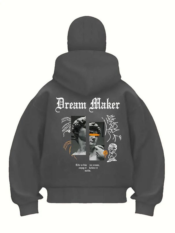 Men's Y2K Retro Full-Zip Hoodie - Streetwear Unisex Pullover With Print Design, Oversized Fit For Casual & Urban Style_viptrois.com