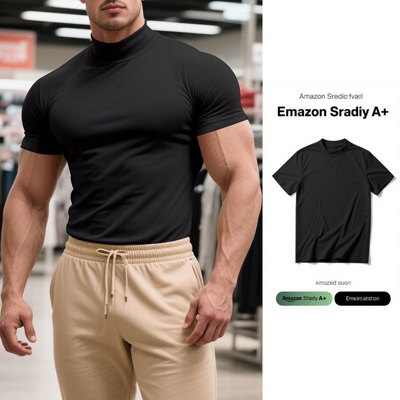 Men's Clothing Spot Summer Solid Color Short Sleeved Fashion Bottoming Shirt Men's Tight High Collar T Shirt_viptrois.com