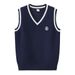 Cross Border New Spring And Autumn V Neck Contrast Color Children's Sweater Vest Student School Uniform Wholesale Girls Knitted Vest_viptrois.com