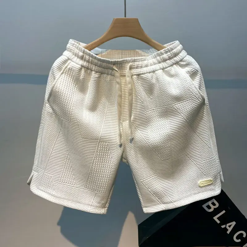 Herren-Shorts, Vier Jahreszeiten, Laufshorts Für Herren, Lässige Jogging-Shorts, Wellenmuster, Einfarbig, Kordelzug, Sport-Shorts Für Herren_viptrois.com