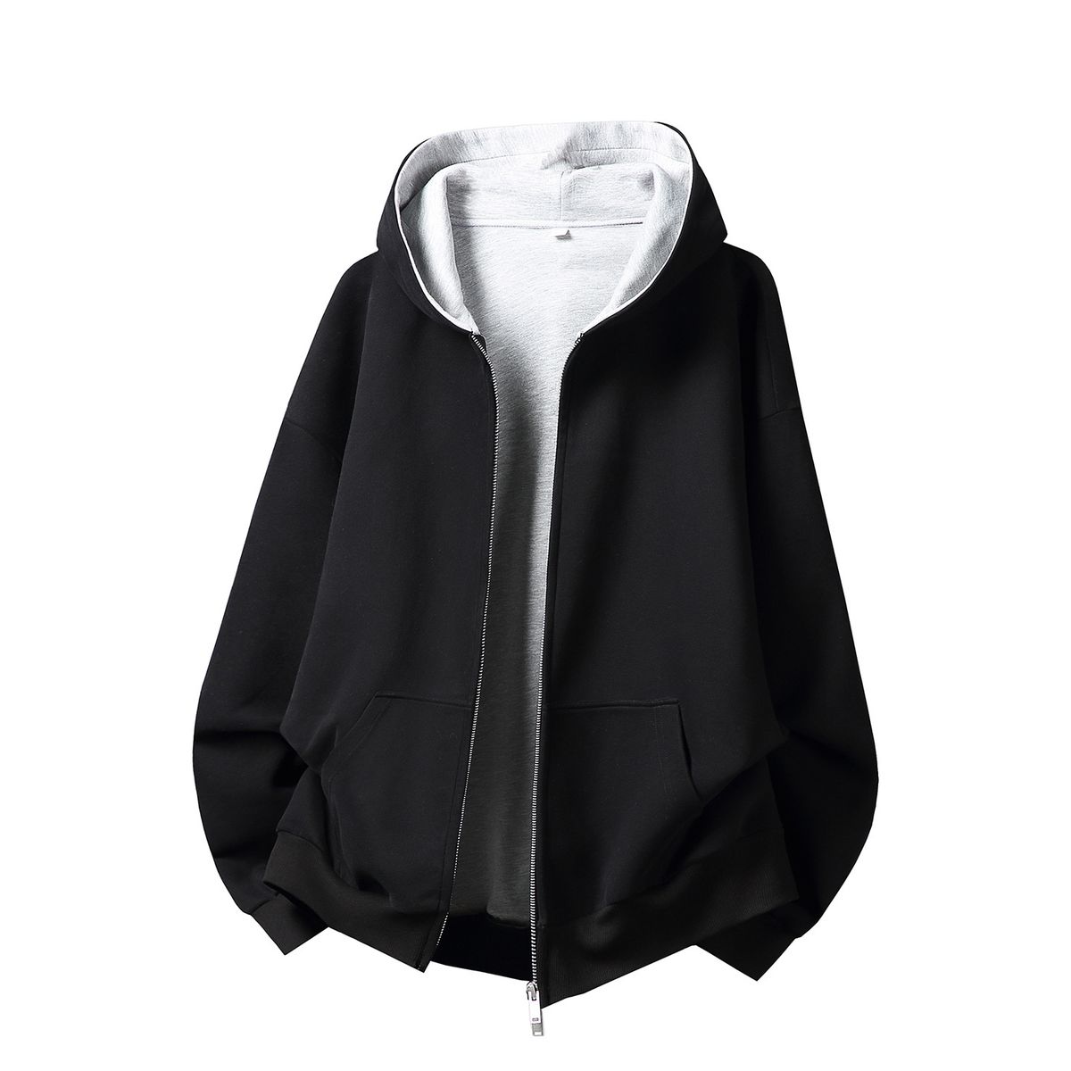 Pulse 380g Heavyweight Color-Block Lined Hooded Sweatshirt For Men, Autumn Loose Casual Cardigan Jacket, Oversized Trendy_viptrois.com