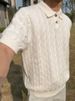 Summer Vintage Shirt, Collar T-shirt, High-end Knitted Polo Shirt, Men's Short Sleeved Top_viptrois.com