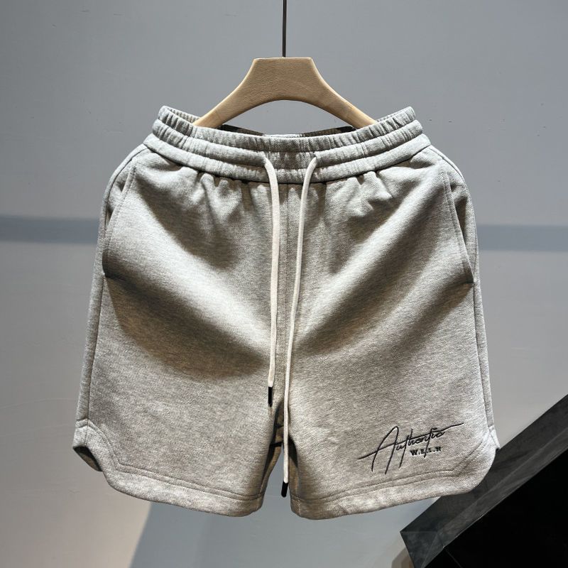 Men's Clothing Athletic Shorts Breathable Gym Running Basketball Shorts Loose Fit Casual Streetwear For Summer (Letter Print, S-4XL) - Grey/Black_viptrois.com