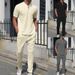 Men's Clothing Men's Clothing Summer New Style Ready Stock Casual Stand Collar Short Sleeve Long Pants Two Piece Set_viptrois.com