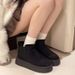 Large-size platform snow boots women's winter short tube lazy man with a slip-on warm cotton shoes_viptrois.com