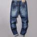 Loom Trendy Brand Ripped Patch Jeans For Men, Export , Distressed P, Graffiti Personality Fashion Long_viptrois.com