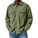 Men's Retro Workwear Shirt – Loose Fit Long Sleeve Pocket Shirt For Casual & Outdoor (Khaki/Navy/Black)_viptrois.com