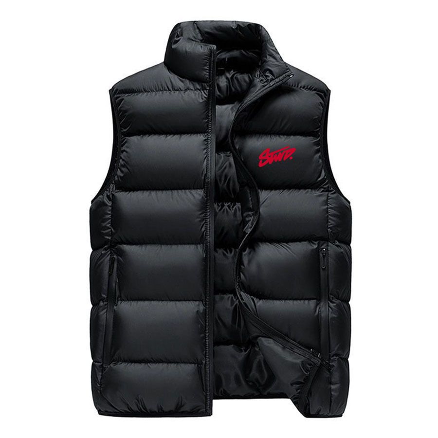 Trendy Fleece-Lined Vest With Bold Letter Print – Unisex Thicken Quilted Sleeveless Jacket For Casual & Streetwear (M-5XL, Black/Grey)_viptrois.com