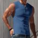 2023 Solid Color Summer Sports Vest Wide Shoulder Men's Henley Shirt Slim Fit Sleeveless T-Shirt_viptrois.com