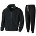 Men's Slim-Fit Zip-Up Track Jacket & Pants Set - Lightweight Polyester Activewear For Gym & Street Style (Black, Gray, Green, Beige)_viptrois.com