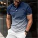 Unbeatable Quality 2025 Spring/Summer New Men's Stand Up Collar Gradient Casual Short Sleeve Golf Henley Shirt_viptrois.com