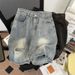 Men's Clothing Pants Fashion Washed Ripped Denim Shorts Thin Loose Retro Handsome Shorts_viptrois.com