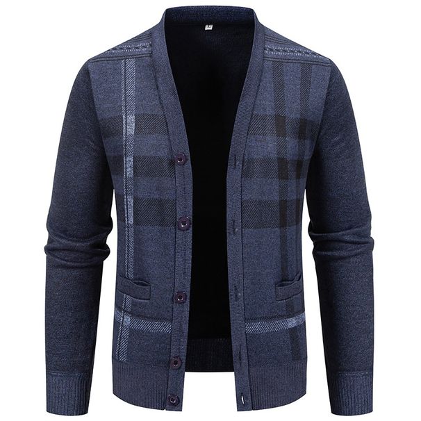 Pulse New Men's Versatile Sweater Jacket Dad Style Korean Trend Slim Fit Striped Knitted Cardigan_viptrois.com