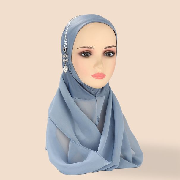 Women's Hijab headband chiffon split pendant accessories scarf solid color ethnic ladies scarf_viptrois.com