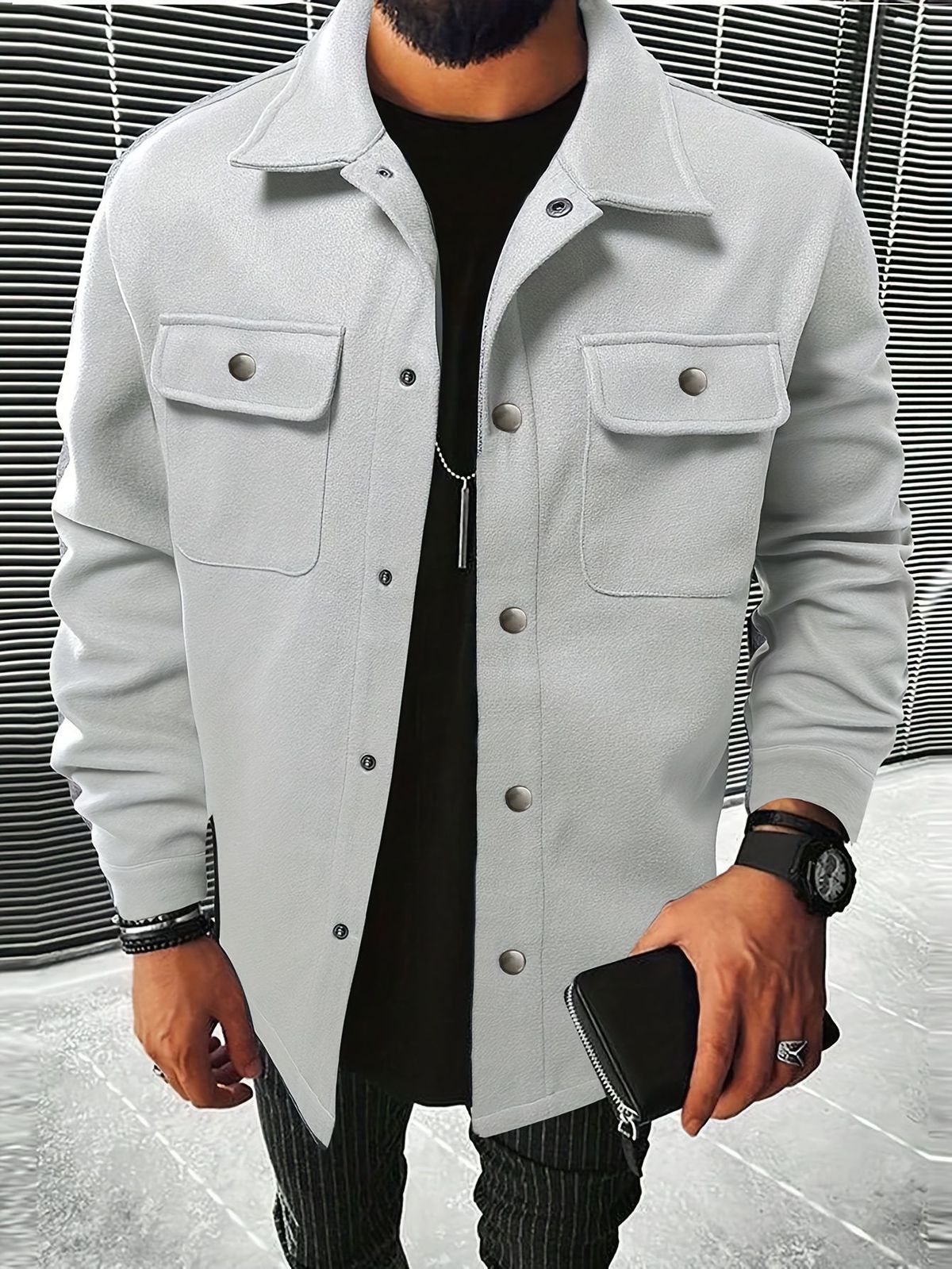Men's Corduroy Work Jacket – Relaxed Fit, Double-Breasted Casual Coat With Multiple Pockets (S-XXL, 7 Colors)_viptrois.com