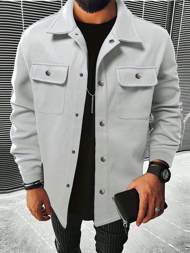 Men's Corduroy Work Jacket – Relaxed Fit, Double-Breasted Casual Coat With Multiple Pockets (S-XXL, 7 Colors)_viptrois.com