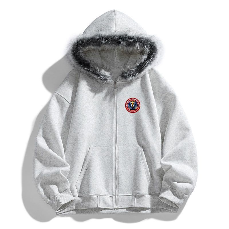 Men's Clothing Men's Clothing 25 American Retro Fur Collar Cardigan Hooded Sweatshirt Jacket Men And Women Trendy Brand Tiger Head Top_viptrois.com