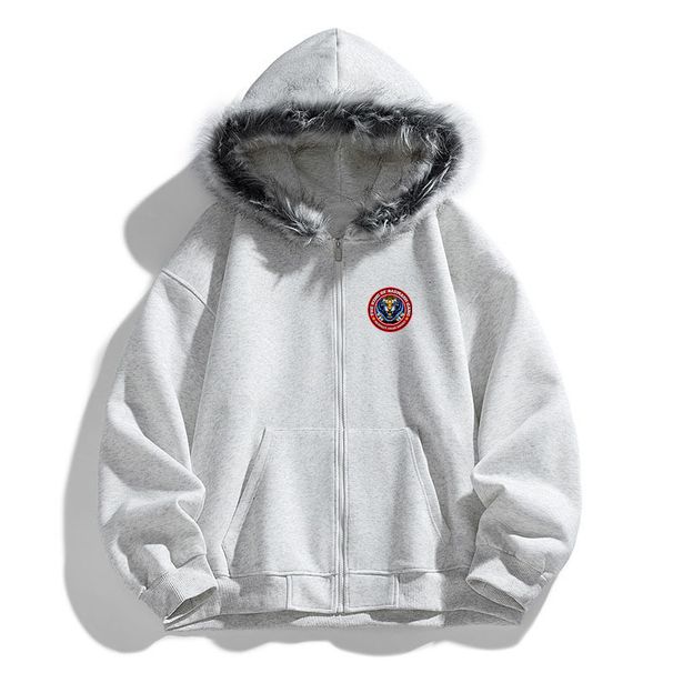 Men's Clothing Men's Clothing 25 American Retro Fur Collar Cardigan Hooded Sweatshirt Jacket Men And Women Trendy Brand Tiger Head Top_viptrois.com