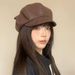 Korean Style Ins Cartoon Cute Cat Ears Pu Leather Octagonal Women Spring And Autumn All-match Face-Slimming Painter Hat_viptrois.com