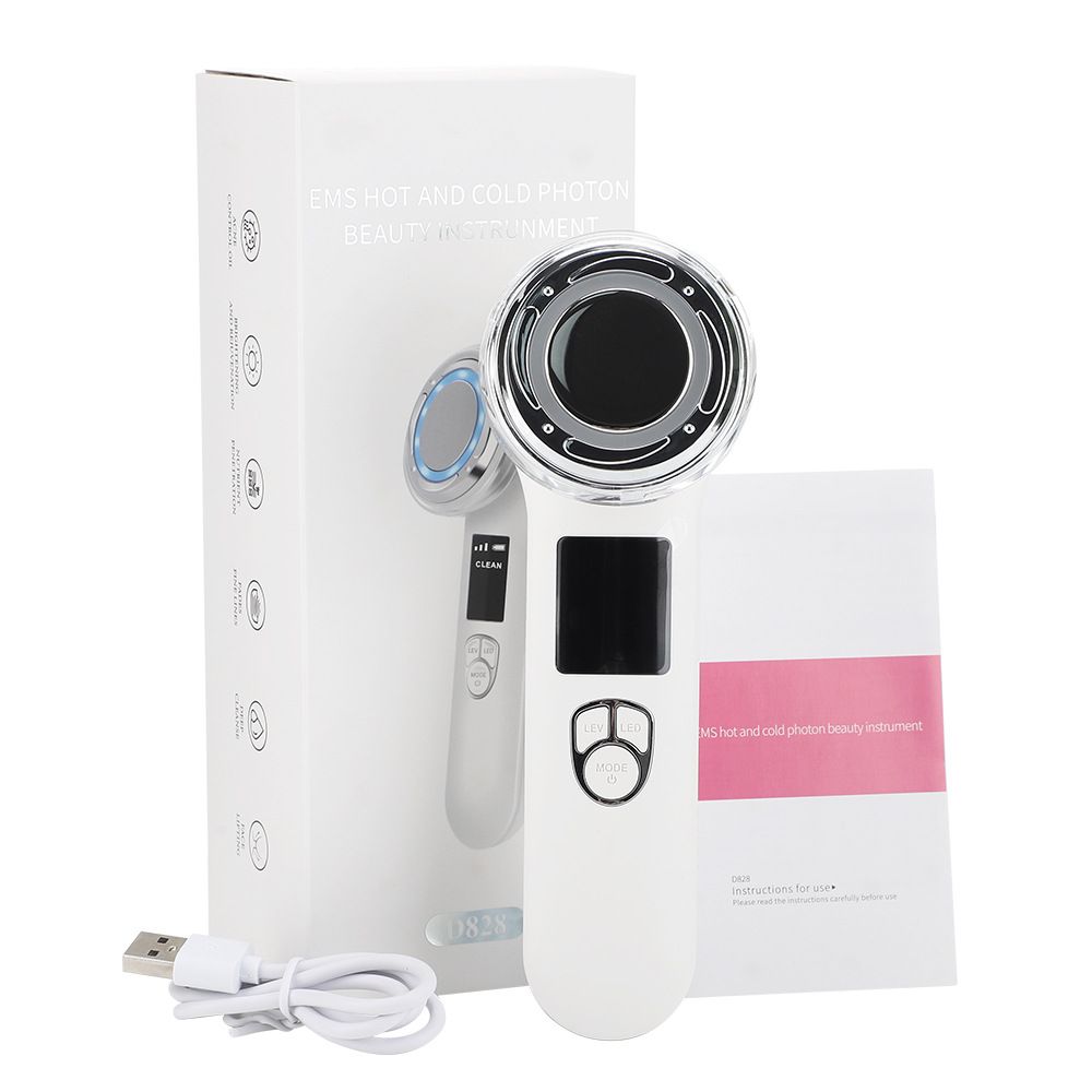 Portable micro current for cold hot skin rejuvenation, facial red blue light massage and lifting, imported into the_viptrois.com