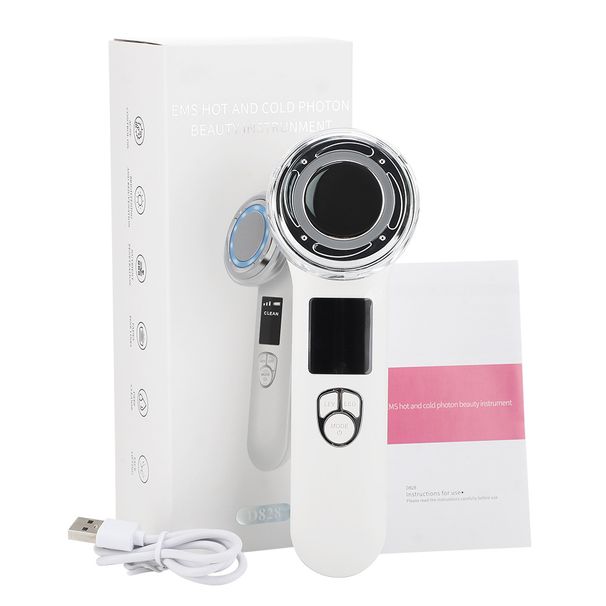 Portable micro current for cold hot skin rejuvenation, facial red blue light massage and lifting, imported into the_viptrois.com