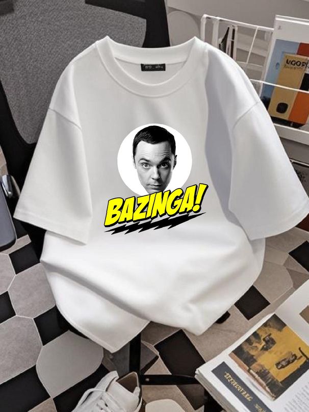 Officially Licensed TBBT Bazinga Sheldons Head Men'S T Shirt S XXL Sizes Comfortable Fashion Versatile Designer Clothes Graphic Soft Stretched_viptrois.com