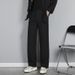 Men's Black Straight Leg Dress Pants High-End Look Slightly Flared Extra Long Casual Suit Pants for Spring And Summer_viptrois.com