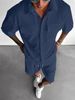 Men's Sports Casual Suits Corduroy Men's Shirts Fashion Trend Short Sleeved Men's Suits_viptrois.com