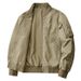 Men's Cotton Short Bomber Jacket Military Style Casual Flight Jacket With Stand Collar For Spring & Autumn (Light Army Green, Khaki, Olive Green)_viptrois.com