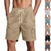 Men's Clothing Men's Work Shorts Outdoor Khaki Linen Beach Shorts_viptrois.com