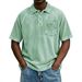 Men's Clothing Button Down Collar Casual Corduroy Men's Corduroy Short Sleeve Button-Up Shirt - Relaxed Fit, Breathable Polyester, 10 Colors (S-4XL)_viptrois.com