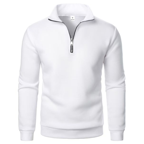 Men's Stand Collar Half-Zip Sweatshirt – Fleece-Lined Pullover With Stylish Minimalist Design (S-XXXL) – Casual Long Sleeve Top For Streetwear_viptrois.com