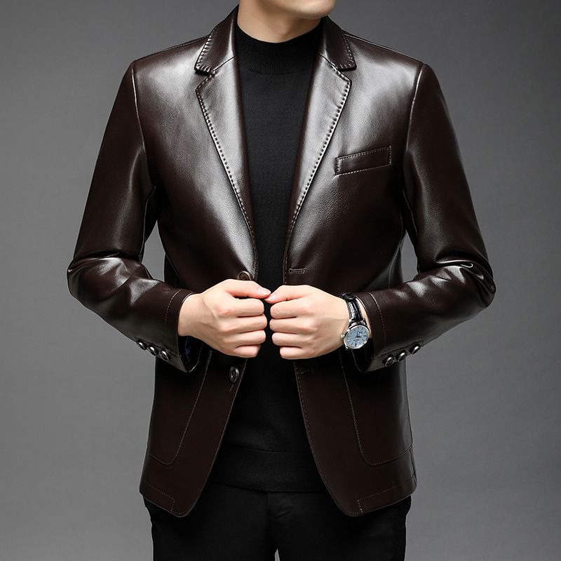 2025 New Spring Thin Suit Men's Leather Jacket Coat_viptrois.com