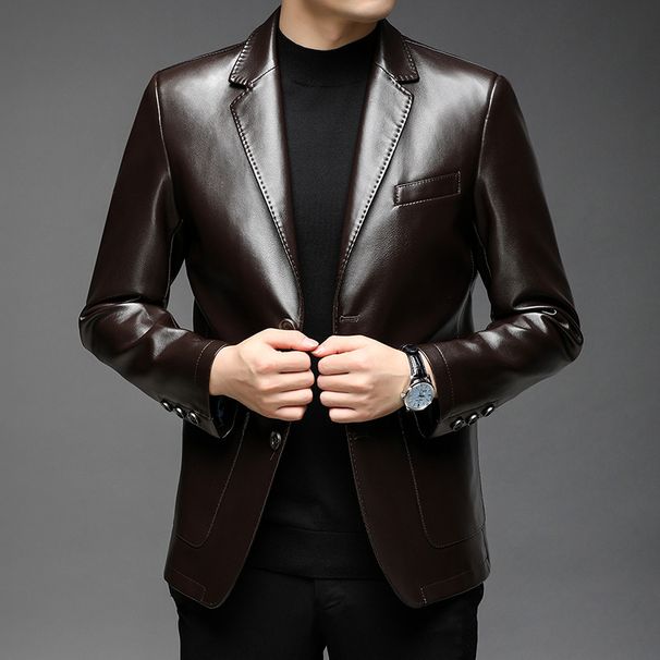 2025 New Spring Thin Suit Men's Leather Jacket Coat_viptrois.com