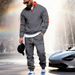 Men's Heavyweight Fleece Lined Sweatshirt And Sweatpants Set Casual Workwear Loose Stand Collar_viptrois.com
