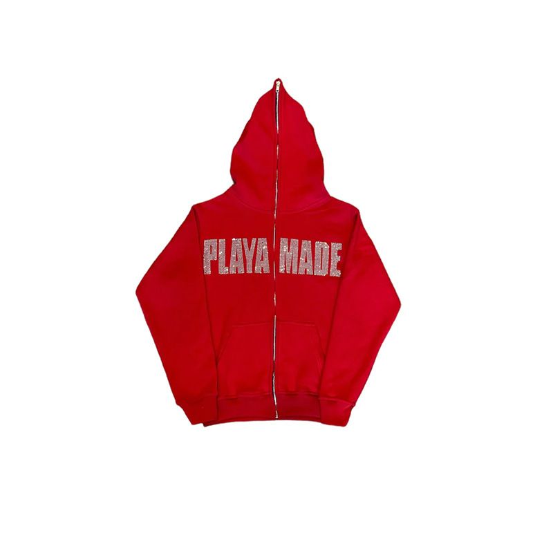 Women's Clothing Hot Diamond Y2K Punk Style Zip-Up Hoodie With Rhinestone & Letter Print – Streetwear Unisex Pullover For Casual & Sporty Look_viptrois.com