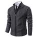Men's Clothing Men's Fleece-Lined Stand Collar Cardigan - Winter Knit Jacket (Beige/Light Grey/Dark Grey, M-3XL)_viptrois.com