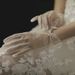 Unisex Short plain pearl gloves package five finger bride milky white wedding dress etiquette lace studio photo_viptrois.com