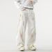 Men's Clothing Heavy Loose Scimitar Design Wide Leg Pants Niche Painted Graffiti Fashion Light Luxury White Denim Pants_viptrois.com