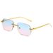 Frameless Square Sunglasses - Metal Trim Gradient Lenses With UV Protection For Fashionistas_viptrois.com