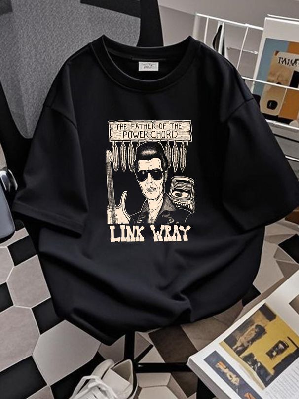 Vintage Link Wray Rock N Roll T-shirt Black Cotton Unisex All Sizes 3F528 Homme Top For Everyday Wear Comfortable Slightly Fashion Soft Graphic_viptrois.com