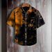 Men's Vintage Print Short Sleeve Shirt, Relaxed Fit Cuban Collar Hawaiian Shirt For Summer, Breathable Polyester Casual Vacation Top_viptrois.com