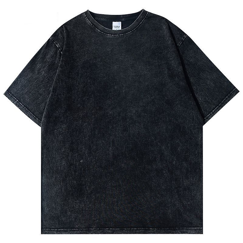 Men's Clothing 2025 Summer New Washed Distressed Men's Short Sleeved T Shirt Half Sleeved Top Ins American Pure Cotton Loose T Shirt_viptrois.com