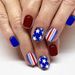 Short bright red and blue color matching color stripe independent day wear nail art American five-pointed star foreign trade nail art 24 pieces_viptrois.com