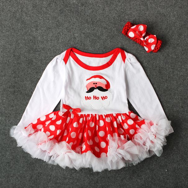 Girls Santa Claus lace Pongpongha dress + headband two-piece children's skirt ins_viptrois.com