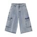 Men's Clothing Multi Pocket Skateboard Hip Hop Denim Shorts Men's Cropped Pants Loose Mid Length Pants Summer_viptrois.com