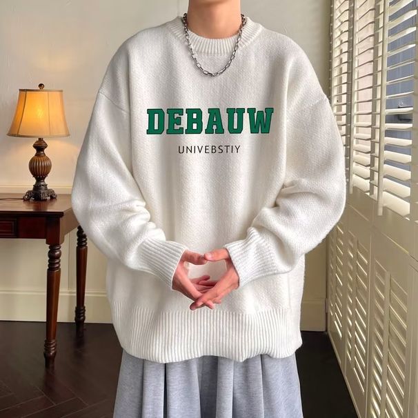 New minimalist casual pullover knitted sweater for men, warm base shirt for autumn and winter, round neck inner top_viptrois.com